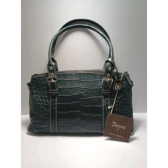 Dooney & Bourke Bayou Croc Embossed Leather Shoulder Satchel Handbag - Picture 1 of 11